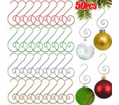 Adorno navideño de metal con forma de S para colgar bolas de árbol de Navidad, ideal para fiestas de Año Nuevo y decoración del hogar.