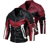 Chaqueta de Cuero para Hombre Otoño e Invierno Versión Coreana Tendencia Chaqueta Ajustada para Hombre Chaqueta de Cuero con Cuello Alto Guapo Juvenil 3XL