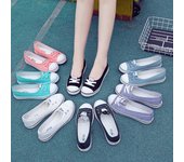 Zapatos de lona de boca poco profunda de verano Zapatos de mujer de gran tamaño Versión coreana de zapatos casuales Zapatos perezosos Fondo plano Un estribo Zapatos individuales para mujer 35 negro