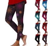 Pantalones elásticos con estampado de Halloween para mujer, pantalones de yoga elásticos, pantalones Nine Minute XXL