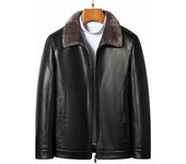 Nueva chaqueta de cuero todo en uno de piel Haining para hombre, además de terciopelo y chaqueta gruesa de cuero para motocicleta, abrigo de piel para invierno M negro