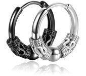 Pendientes de aro con tótem de dragón de tendencia de personalidad para hombres plata