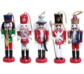 5 piezas de decoración de soldado de madera de Navidad, decoración navideña reutilizable, árbol de Navidad, figura de dibujos animados, marioneta, adorno colgante, regalo de Festival 5pcs
