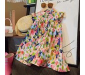 Vestido de princesa con estampado floral Monet Garden para niña, verano 2025, con mangas abullonadas 90 cm