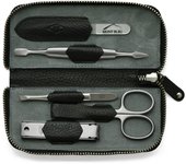 Giesen & Forsthoff's Timor Juego de manicura de 5 piezas en estuche de cuero negro flotante