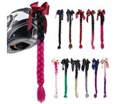 Nuevas trenzas para casco de motocicleta, peluca para mujer con trenzas para cascos de motocicleta, 11 colores, cola de caballo doble con lazo de ventosa