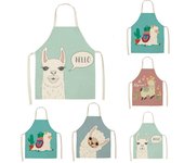 Cotton Linen Cactus Printed Sleeveless Aprons Adult / Child Aprons Alpaca llama Women Pinafore 45X56cm Kid Size-style6