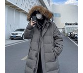 Chaquetas largas de plumas de moda de estilo coreano para parejas, ropa de invierno para hombres jóvenes, chaquetas con capucha, rompevientos para hombres M