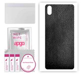 apgo Protective Skin Sticker for the back compatible with TP-Link Neffos A5, Wrap Film, Foil, Vinyl - Pattern Black Leather
