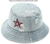 Gorra de algodón, sombrero vaquero, sombrero vaquero, sombrero para el sol en la playa, sombrero vaquero de pescador, sombrero de lavabo, sombrero de viaje de verano, gorra de pescador M azul