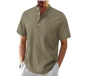 Camisetas Henley para hombre, camisa de manga corta con cuello de banda, camisetas casuales de verano para la playa, camiseta básica, camisa lisa de 4 botones, cómoda para hombre S blanco