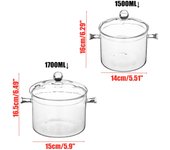 Olla de vidrio, estufa de cerámica eléctrica, recipiente calefactor, vaporizador de salud y seguridad alimentaria para la cocina del hogar, herramientas de cocina 1500ML