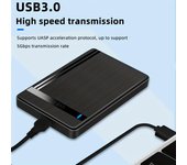 Funda de disco duro SATA a USB3.0, carcasa de disco duro de 2,5 pulgadas, compatible con Funda de disco duro externo móvil de 6Gbps para PC y portátil negro