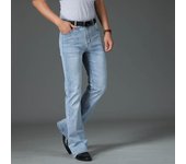 Vaqueros acampanados para hombre, corte de bota, pierna acampanada, pantalones vaqueros clásicos de diseñador para hombre, pantalones vaqueros azules acampanados sueltos elásticos de cintura alta 28 azul claro