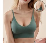 Chaleco sin costuras para mujer, lencería de Color sólido a la moda, Top corto con cuello en V a rayas, sujetador Push Up, Top cómodo One Size blanco
