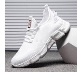 Primavera y novedad de verano, zapatos deportivos tejidos voladores, zapatos casuales con superficie de malla para hombres, zapatos para correr transpirables para hombres, zapatos blancos pequeños 39