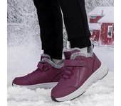 Zapatillas de deporte de invierno para mujer con forro de piel, informales, cálidas, con forro polar, zapatos deportivos de caña alta, botas de nieve de piel sintética impermeables sin cordones, botines cortos 36