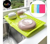 Rejilla de drenaje, organizador de cocina, bandeja escurridor de platos de silicona, rejilla de secado para fregadero grande blanco