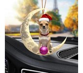 Adorno colgante navideño para coche, acrílico 2D, diseño de perro y gato, para espejo retrovisor interior, adorno navideño creativo D