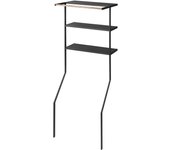 Yamazaki Jitsugyo 2483 Estante para ropa sucia, color negro, aprox.. Tendedero de torre con barra para colgar (ancho 75 x profundidad 48 x alto 190 cm)