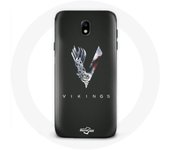Coque pour Samsung Galaxy S4 Vikings Série Saison 6 logo V Epée Gris Fond Noir