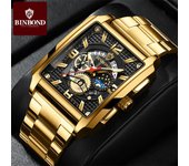 Nuevo Reloj de lujo para hombre de marca superior con caja, calendario cuadrado Retro, relojes de cuarzo multifunción resistentes al agua para hombre