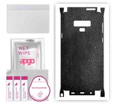 apgo Protective Skin Sticker for the back+sides compatible with Samsung Galaxy Note 9, Full Wrap Film, Foil, Vinyl - Pattern Black Leather