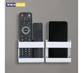 Organizador de pared multifuncional para mandos a distancia y teléfonos móviles blanco