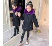 Chaquetas de piel cálidas de invierno para niñas, parkas gruesas, abrigos con capucha y cuello para niños de 4 a 14 años 170 rojo