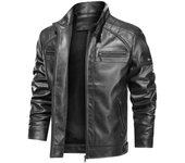 Chaqueta de cuero PU nueva de otoño e invierno para motocicleta, chaqueta informal para exteriores para hombres y jóvenes, con bolsillo para ramen S