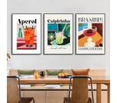 Pósteres e impresiones de dibujos animados de jugo de fruta, mojito, caipirinha, zarzamoras, bebida Aperol, lienzo, pintura para club, bar, restaurante, decoración de pared del hogar, sin marco 21*30cm