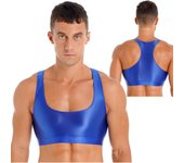 Camiseta sin mangas corta básica para hombre, camiseta deportiva sin mangas con espalda cruzada para Yoga y correr L negro