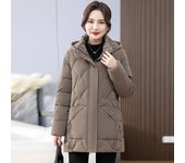 Chaqueta con capucha informal de invierno para mujer, abrigo acolchado de algodón, chaqueta acolchada, abrigo de algodón de plumón medio cálido, abrigo de mamá 6XL negro