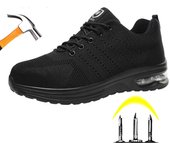 Zapatos de seguridad con amortiguación de aire para hombres, zapatos de trabajo indestructibles, zapatillas deportivas, zapatos industriales con punta de acero, calzado antigolpes, calzado a prueba de perforaciones 40 negro