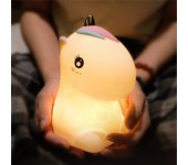 Luz LED nocturna de unicornio de silicona, lámpara recargable por USB colorida, mesita de noche para decoración de habitación de niños color rosa