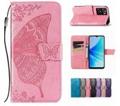 Funda de cuero con tapa con patrón de mariposa para OPPO A57 A38 A74 A58 A80 5G A78 A16 A79 A60 A18 A40 Realme 9 10 Pro 11 C51 C53 C63 C61 C67 Find Wallet Cover OPPO A73 negro