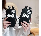 Funda negra de dibujos animados 3D para iPhone 14 Plus 13 12 11 Pro XS Max XR X SE 20 6S 6 7 8 Plus, funda de teléfono de silicona suave de lujo para niños For iPhone 6 6S negro