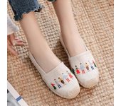 Zapatos de mujer hechos a mano, zapatos planos casuales para mujer, zapatos de lona bordados, mocasines cómodos 35 gris