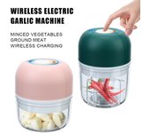 Mini picadora de ajo eléctrica con carga USB, batidora de alimentos para bebés, trituradora de chile y verduras, 100/250 ml, herramientas de cocina, machacador de jengibre. Dark Green 250ML
