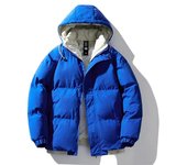 Nueva moda de invierno abrigo grueso cálido Chaqueta de algodón con capucha abrigo de Color sólido para hombre S negro