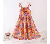 Vestido de playa con cuello halter para niñas Vestido de princesa dulce de verano para niñas 100