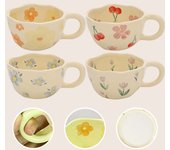 Taza de café con forma de flor, taza para desayuno con avena, taza para té con leche, taza creativa para jugo, antideslizante, con asa, suministros para bebidas de cocina 201-300ml