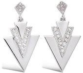 Les Trésors De Lily [P1248] - Boucles Argent 'Cléopatra' blanc argenté (rhodié) - 27x14 mm blanco