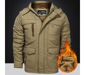 Nueva chaqueta acolchada informal de invierno para hombre, chaqueta gruesa con múltiples bolsillos, abrigo de algodón de felpa a prueba de viento L