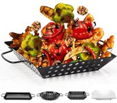 Cesta para parrilla Leeseph, cesta antiadherente para asar verduras, cesta para cocinar, accesorios para parrilla de barbacoa para cocinar pescado y kebabs