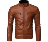 Chaqueta de hombre Moda para hombre Chaquetas de cuero vintage Casual Hombres Chaquetas de motocicleta de cuero sintético Biker Bolsillos con cremallera Abrigos 6XL negro