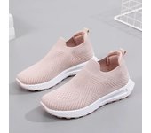 Zapatos vulcanizados informales para mujer, zapatillas de punto elásticas de malla a la moda, zapatillas planas sin cordones para mujer, calzado femenino 36 gris