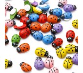 50 pegatinas de pared con forma de mariquita de madera de los Beatles para niños, pintadas a mano, para bodas, fiestas en casa, decoración navideña rojo