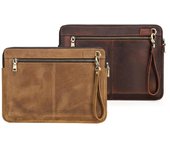 Funda de cuero genuino para computadora portátil para MacBook Pro de 14,2 pulgadas 2021 Funda de cuero de vaca Crazy Horse para MacBook de 13 a 14 pulgadas café