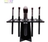 Docolor-soporte para brochas de maquillaje, 26 agujeros, estante de secado al aire, organizador multifunción, herramienta de almacenamiento de cosméticos, soporte para brochas de maquillaje negro